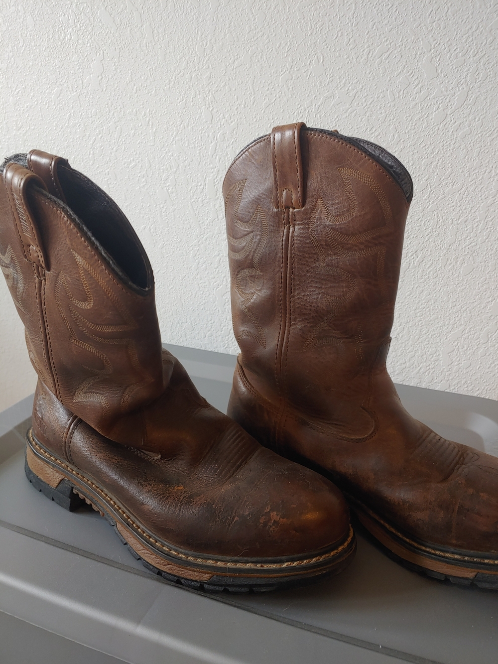 Rocky Brown Leather Cowboy Work Boots